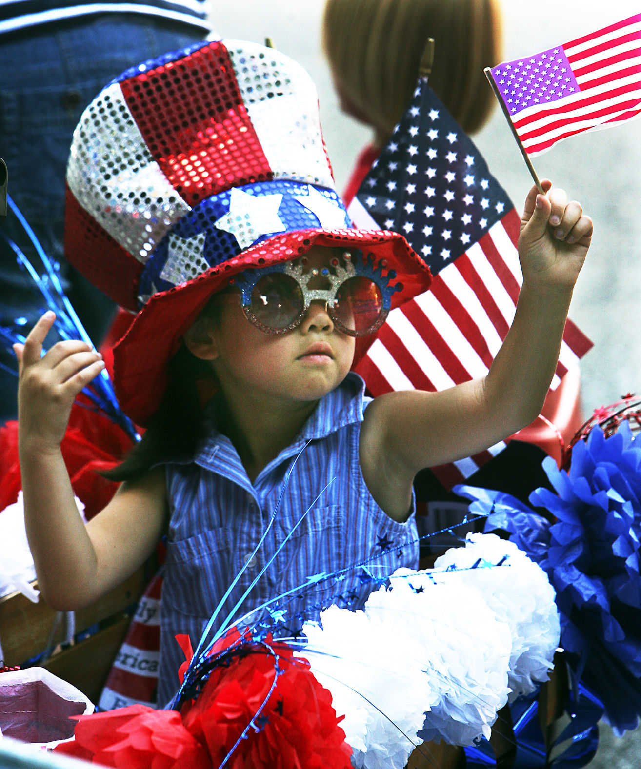 little girl dressed up Red, White and Blue on the Green Summerville